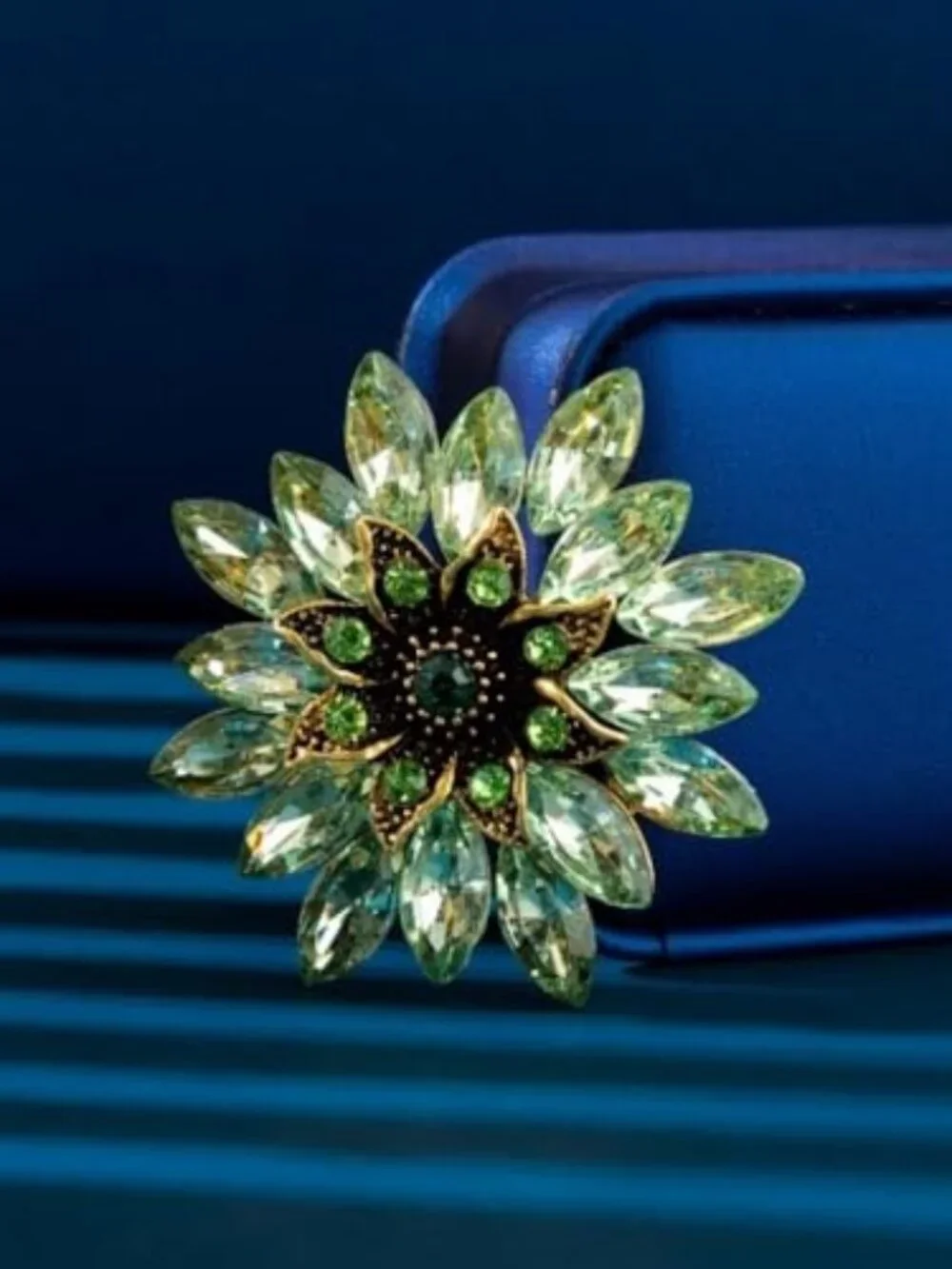 New - Vintage Crystal Flower‎ Brooch Colorful Rhinestone Floral Pin Elegant